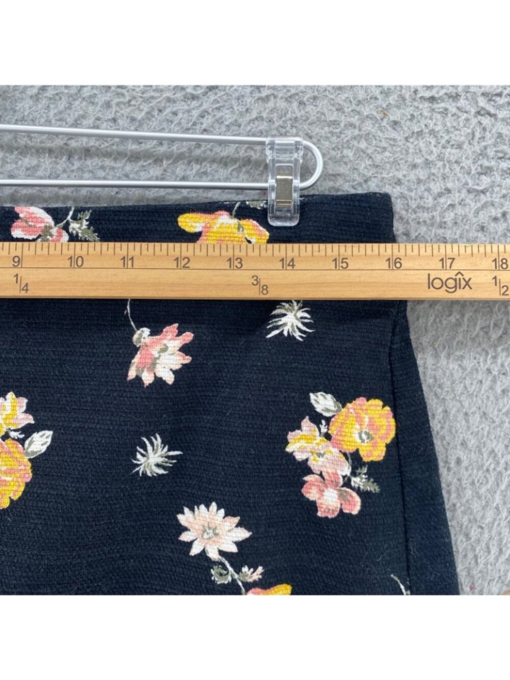LOFT Skirt Womens 10 Black Multi Floral Mini Straight Pencil Knit Stretch Office - Picture 8 of 9